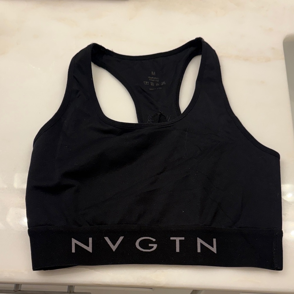 NVGTN Black Racerback Logo Sports Bra